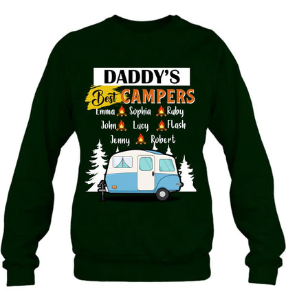 Personalized Daddy's Best Campers Shirt/Pullover Hoodie - Up to 8 Kids - Gift Idea For Father's Day/Camping Lover