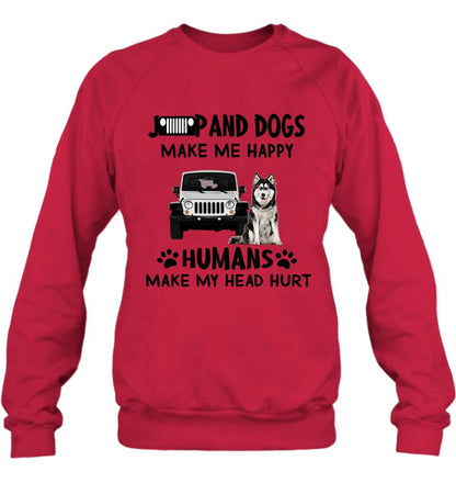 Personalized Off-road And Dogs Make Me Happy Shirt/Pullover Hoodie - Gift Idea For Off-road/Dog Lover