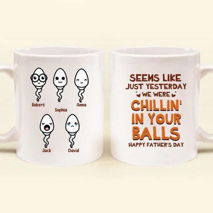 Personalized Chillin' in Your Balls Coffee Mug - Father's Day Gift - Happy Father's Day From Your Swimming Champion