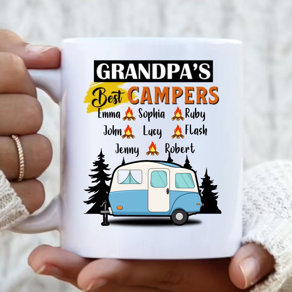 Personalized Grandpa's Best Campers Coffee Mug - Up to 8 Kids - Gift Idea For Grandpa/Father's Day/Camping Lover