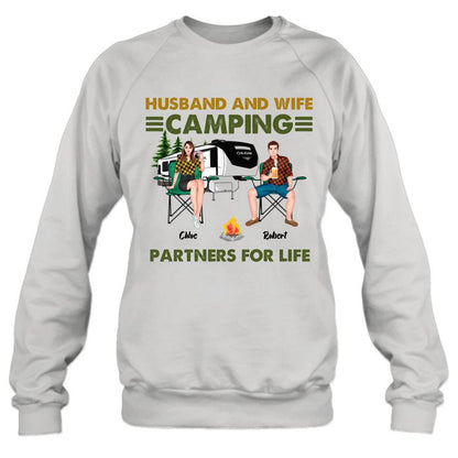 Personalized Camping Shirt - Up to 6 People - Gift Idea For Camping Lover - Husband And Wife Camping Partners For Life