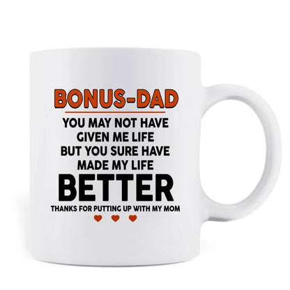 Personalized Step Dad Thank You Coffee Mug - Gift Idea For Step Dad - Up to 5 Kids - Thank You For Being The Dad