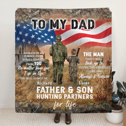 Personalized Hunting Fleece Throw Blanket/Quilt - Gift Idea For Father's Day - I Love You Always & Forever