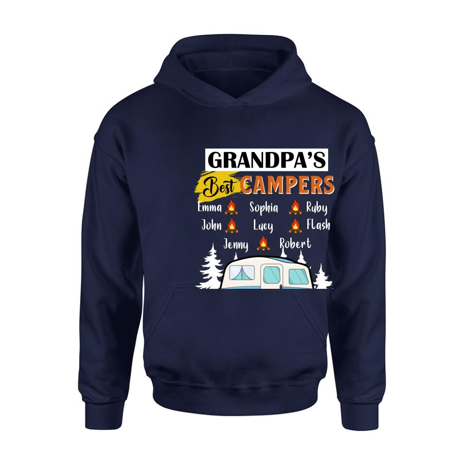 Personalized Grandpa's Best Campers Shirt/Pullover Hoodie - Up to 8 Kids - Gift Idea For Grandpa/Camping Lover