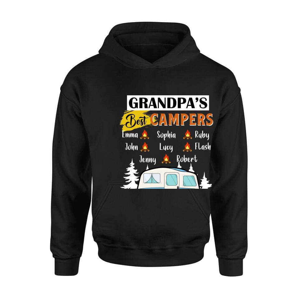 Personalized Grandpa's Best Campers Shirt/Pullover Hoodie - Up to 8 Kids - Gift Idea For Grandpa/Camping Lover