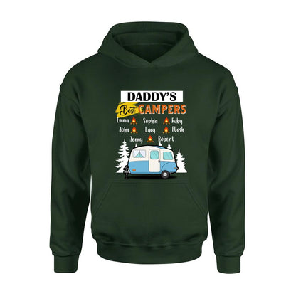 Personalized Daddy's Best Campers Shirt/Pullover Hoodie - Up to 8 Kids - Gift Idea For Father's Day/Camping Lover