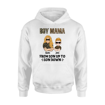 Personalized Boy Mom Shirt/Pullover Hoodie - Up to 5 Kids - Birthday, Mother's Day Gift For Mom, Mother - Boy Mama From Son Up To Son Down