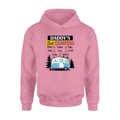 Personalized Daddy's Best Campers Shirt/Pullover Hoodie - Up to 8 Kids - Gift Idea For Father's Day/Camping Lover