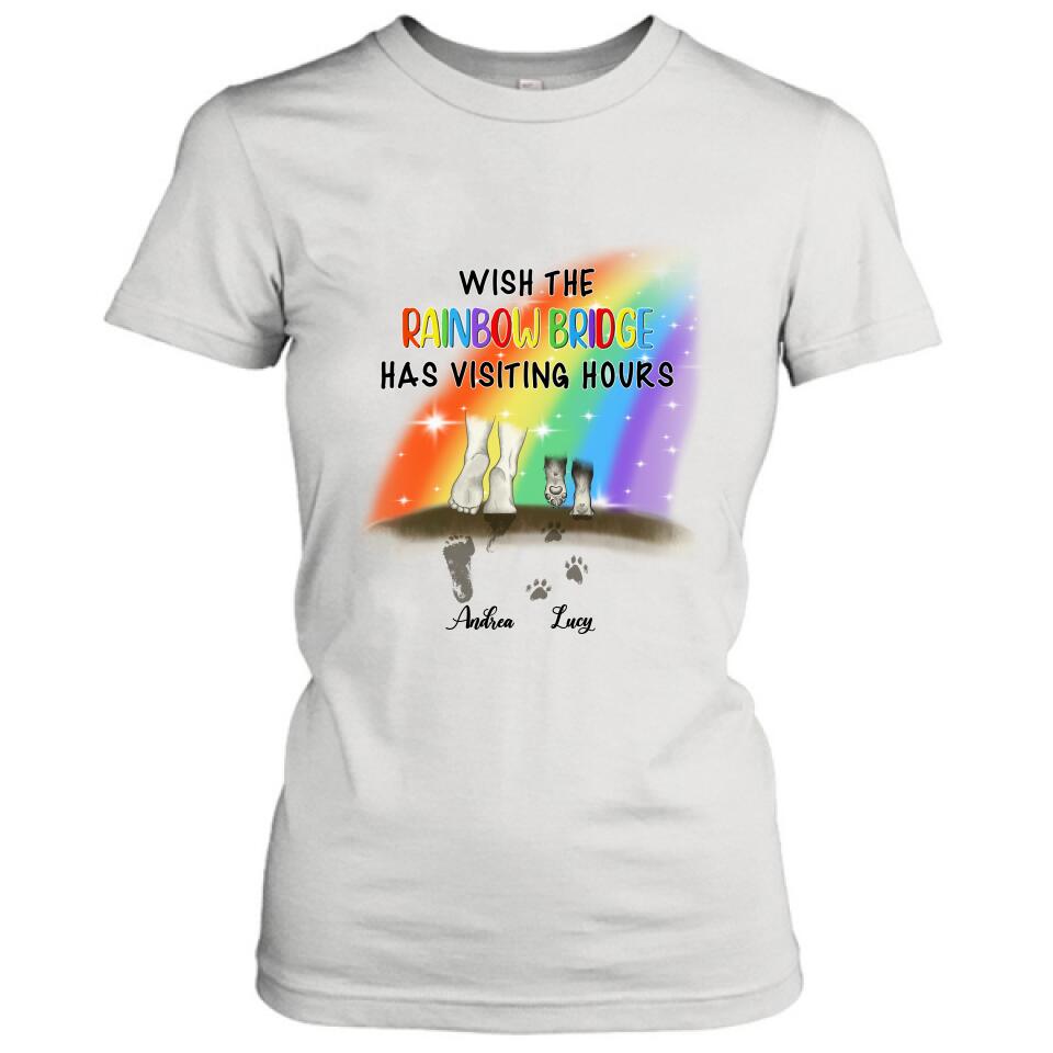 Personalized Dog's Paws T-shirt/Sweatshirt/Pullover Hoodie - Best Gift Idea For Dog Lovers - Wish The Rainbow Bridge Has Visiting Hours