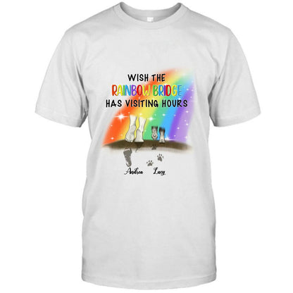 Personalized Dog's Paws T-shirt/Sweatshirt/Pullover Hoodie - Best Gift Idea For Dog Lovers - Wish The Rainbow Bridge Has Visiting Hours