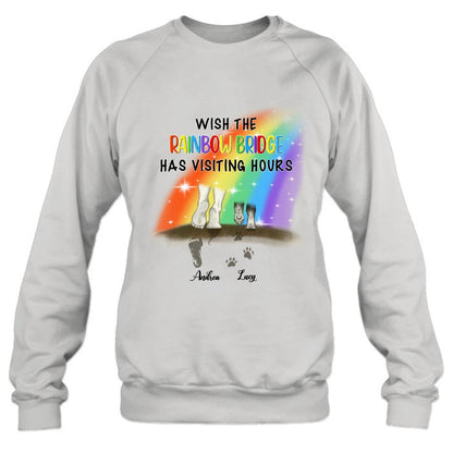 Personalized Dog's Paws T-shirt/Sweatshirt/Pullover Hoodie - Best Gift Idea For Dog Lovers - Wish The Rainbow Bridge Has Visiting Hours