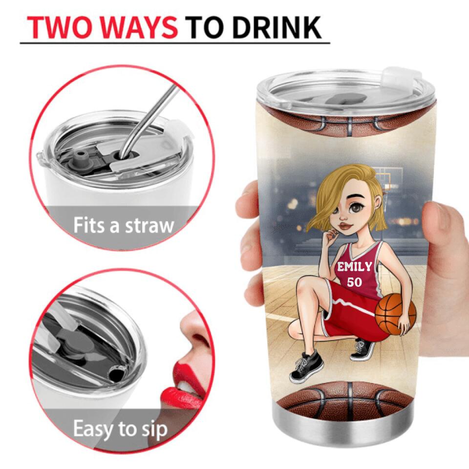 Personalized Basketball Girl Tumbler - Gift Idea for Basketball Lover - Just A Girl Who Loves Basketball