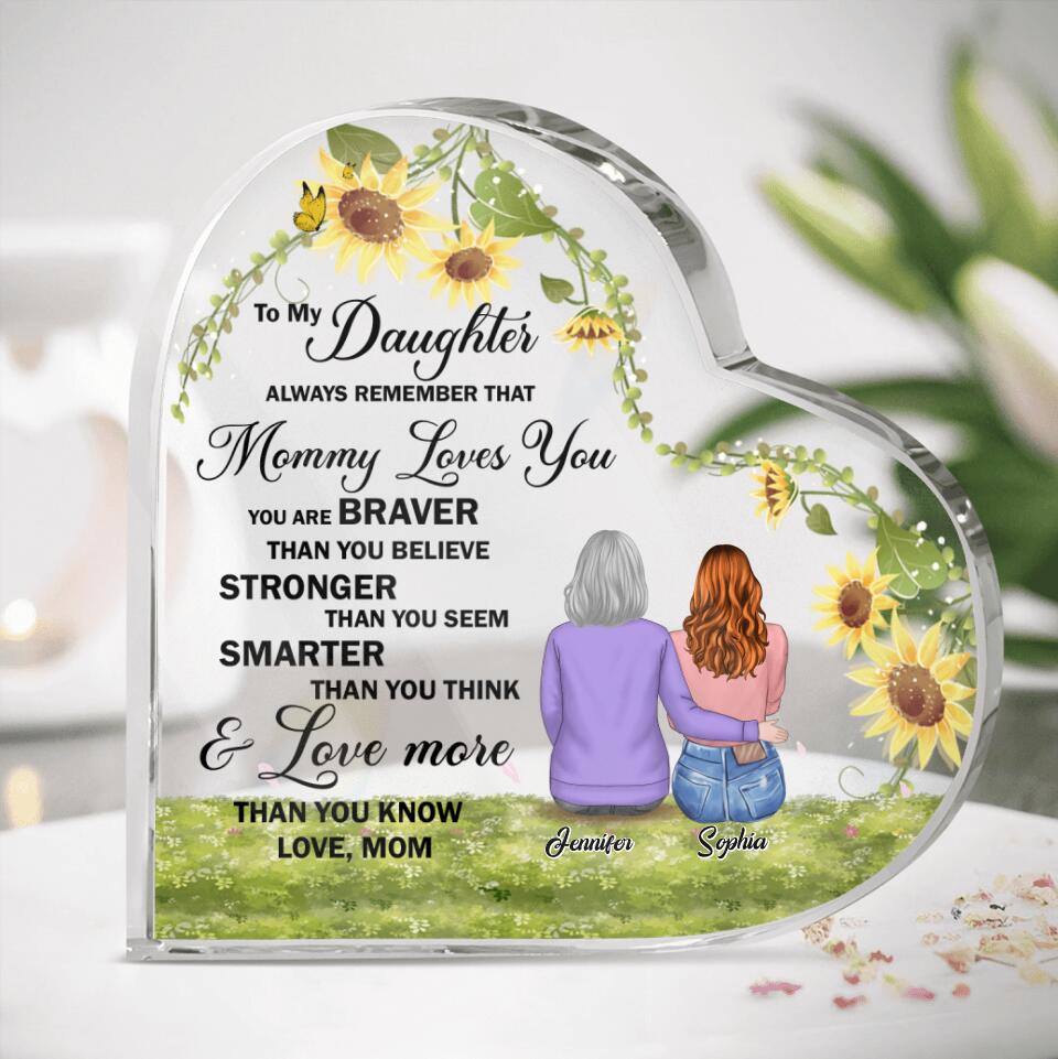 Personalized To My Daughter Heart Acrylic Plaque - Gift Idea For Daughter - To My Daughter Always Remember That Mommy Loves You