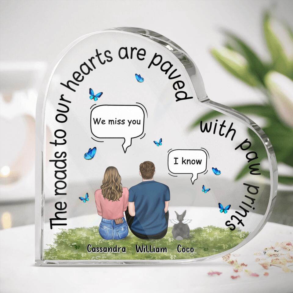 Personalized Rabbit Heart Shaped Acrylic Plaque - Up to 4 Rabbits - Gift Idea For Couple/Rabbit Lover - You Left Paw Prints On My Heart