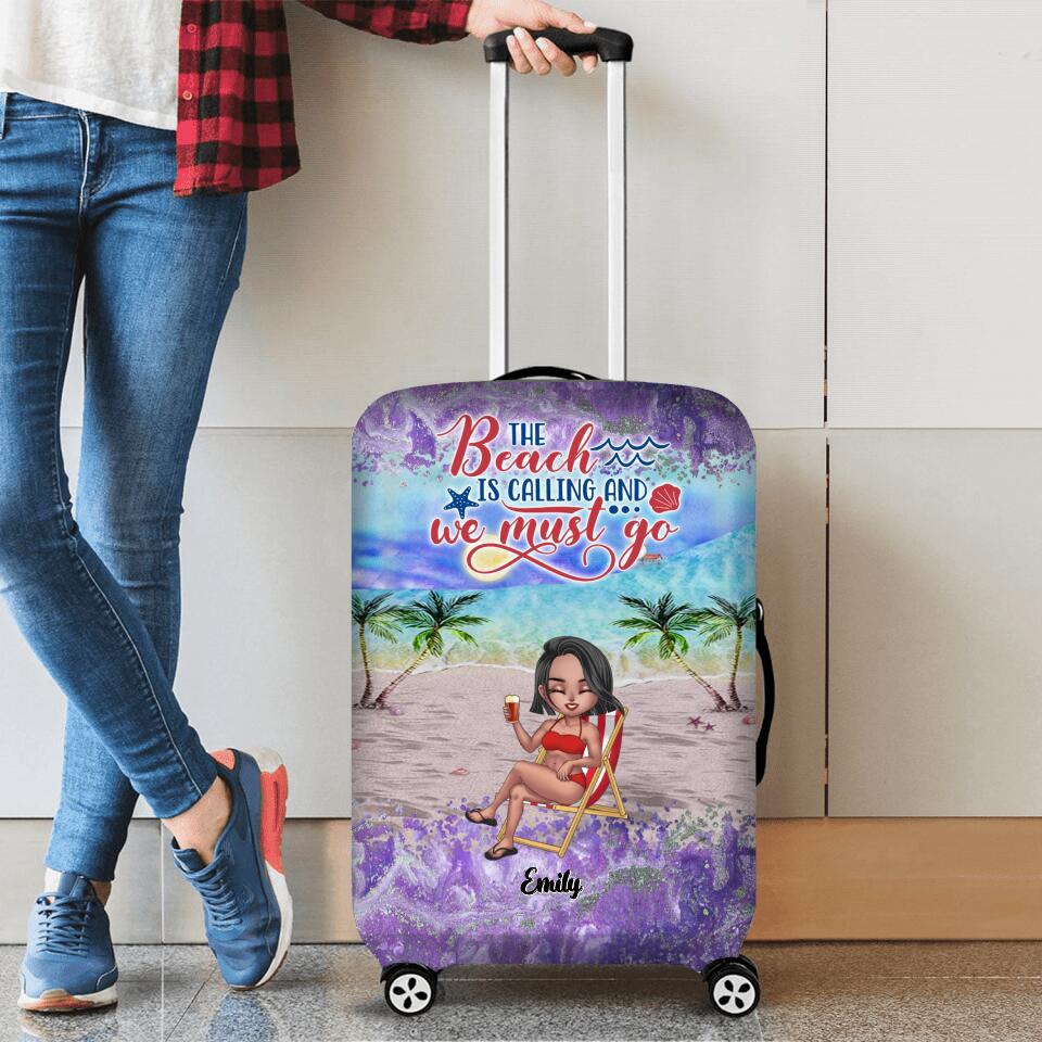 Personalized Beach Camping Suitcase Luggage Cover - Gift Idea For Beach Lovers/Friends - The Beach Is Calling And We Must Go