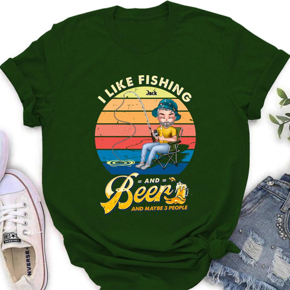 Personalized Fishing Man Unisex T-shirt/Hoodie - Gift For Father's Day/Fishing Lovers - I Like Fishing and Beer and Maybe 3 People