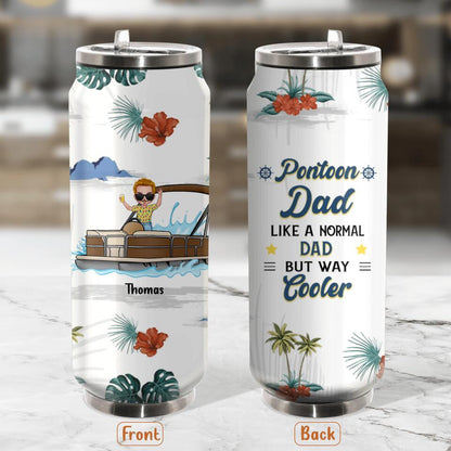 Personalized Pontoon Soda Can Tumbler - Gift Idea For Father's Day - Pontoon Dad Like A Normal Dad But Way Cooler