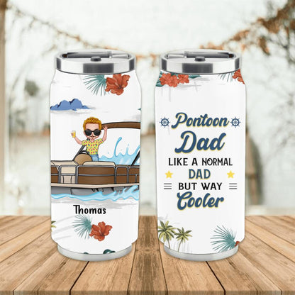 Personalized Pontoon Soda Can Tumbler - Gift Idea For Father's Day - Pontoon Dad Like A Normal Dad But Way Cooler