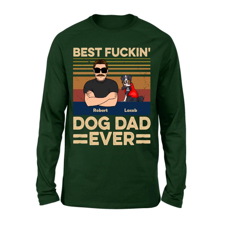 Personalized Best Dog Dad Ever Shirt/Pullover Hoodie - Up to 4 Dogs - Father's Day Gift Idea