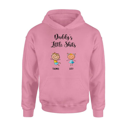 Personalized Daddy's Little Kids Shirt/Pullover Hoodie - Up to 15 Kids - Gift Idea For Father's Day/Mother's Day - Daddy's Little Shits