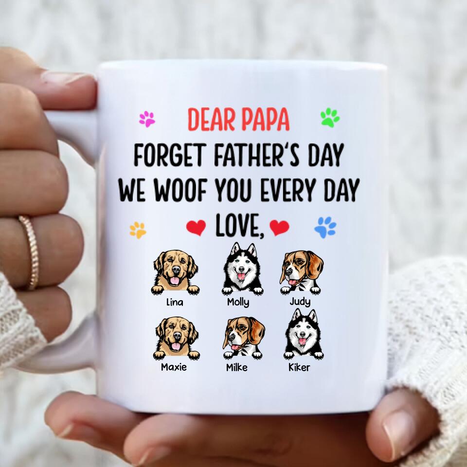 Personalized Front Pet Coffee Mug - Gift Idea For Father's Day - I Woof You Everyday