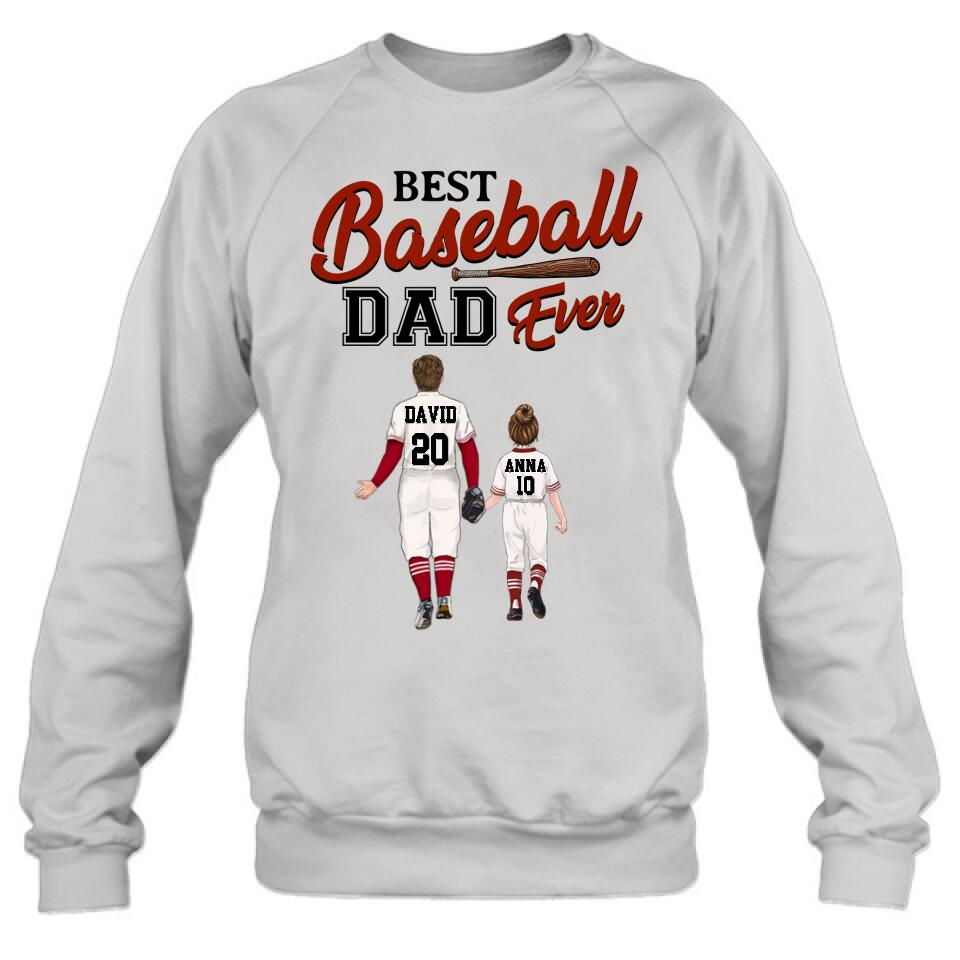 Personalized Baseball Dad Shirt - Up to 4 Children - Gift Idea for Father's Day/Baseball Lover - Best Baseball Dad Ever