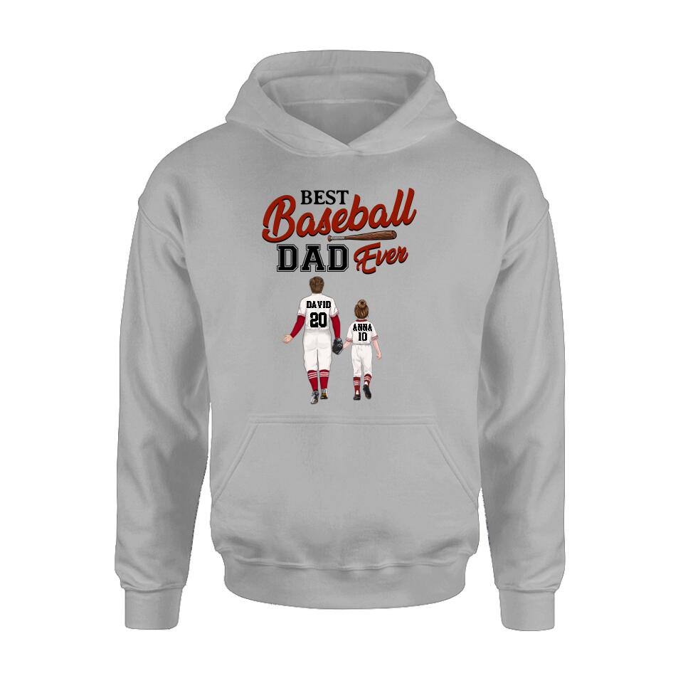 Personalized Baseball Dad Shirt - Up to 4 Children - Gift Idea for Father's Day/Baseball Lover - Best Baseball Dad Ever