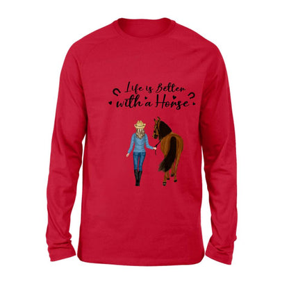 Personalized Horse Girl Shirt - Up to 4 Horses - Best Gift For Horse Lover - Life Is Better With Horses