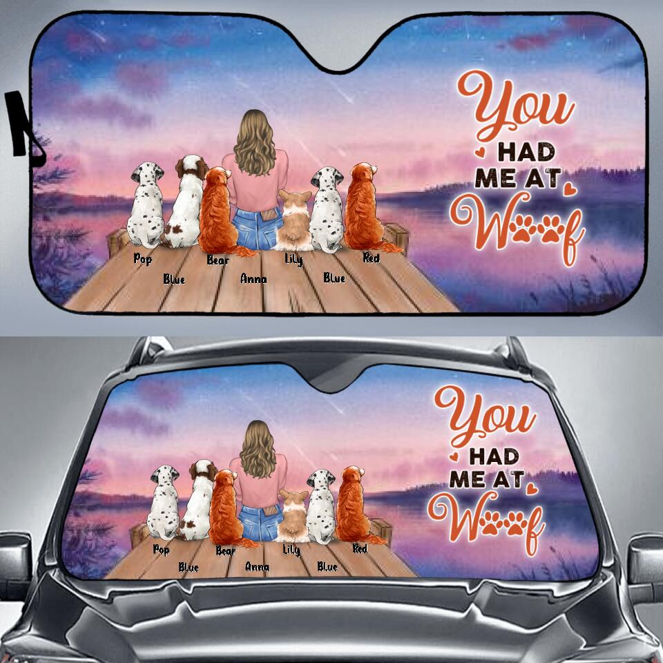 Personalized Dog Mom Car Sunshade - Gift Idea For Dog Lover - You Had Me At Woof