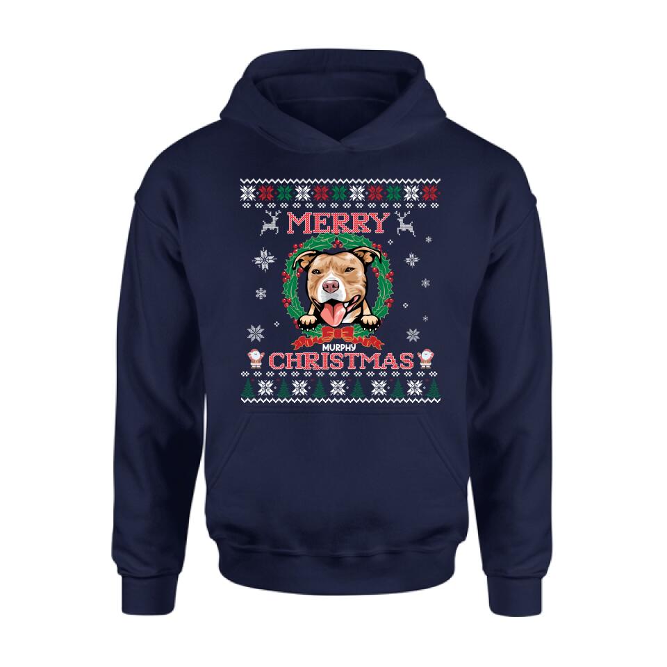 Personalized Dog Sweatshirt - Up to 5 Dogs - Best Gift For Dog Lover - Merry Christmas