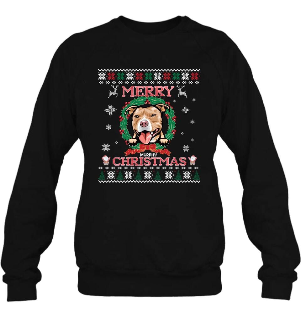 Personalized Dog Sweatshirt - Up to 5 Dogs - Best Gift For Dog Lover - Merry Christmas