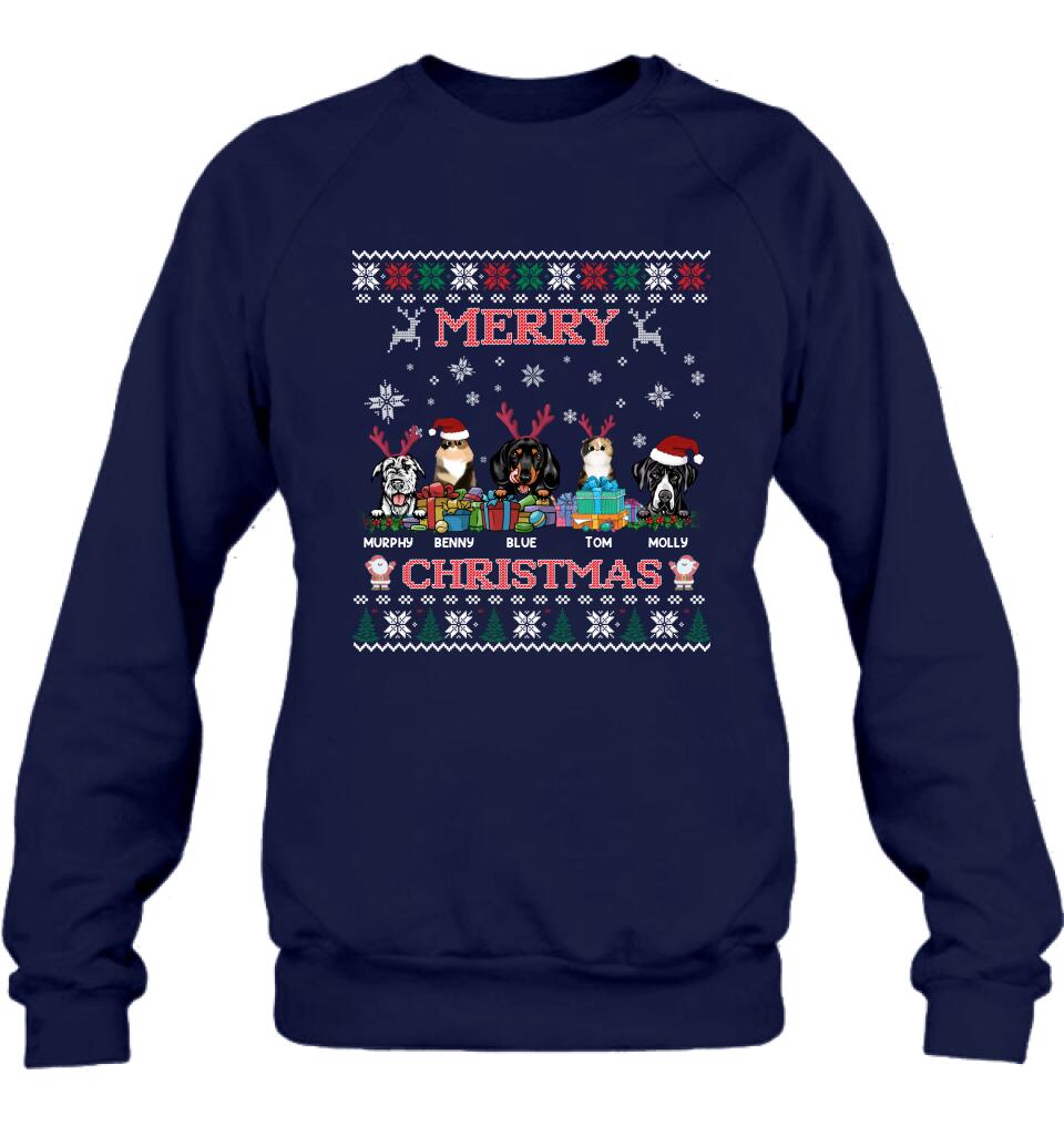 Personalized Pet Sweatshirt - Up to 5 Pets - Best Gift For Pet Lover - Merry Christmas