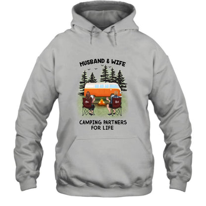 Personalized Camping Shirt - Up to 3 Pets - Best Gift For Camping Lover - Husband And Wife Camping Partners For Life