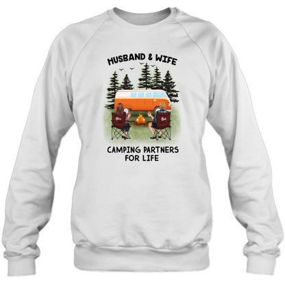 Personalized Camping Shirt - Up to 3 Pets - Best Gift For Camping Lover - Husband And Wife Camping Partners For Life