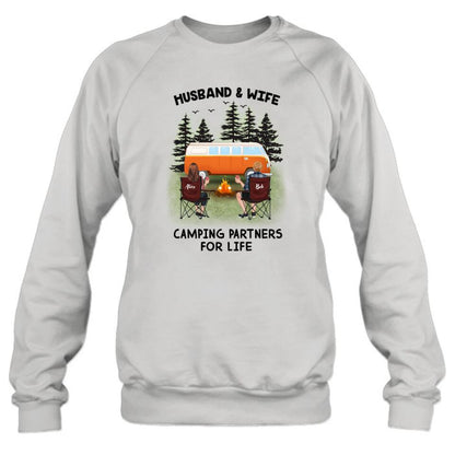 Personalized Camping Shirt - Up to 3 Pets - Best Gift For Camping Lover - Husband And Wife Camping Partners For Life