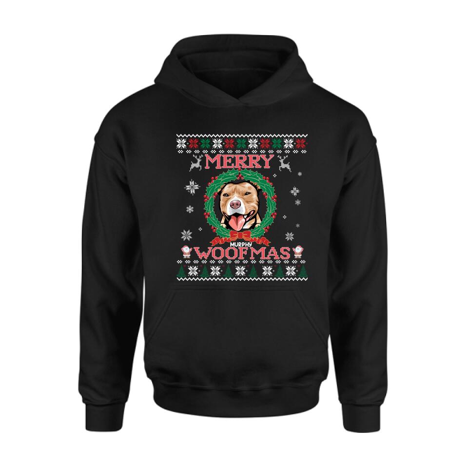 Personalized Dog Sweatshirt - Up to 5 Dogs - Best Gift For Dog Lover - Merry Woofmas