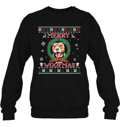 Personalized Dog Sweatshirt - Up to 5 Dogs - Best Gift For Dog Lover - Merry Woofmas