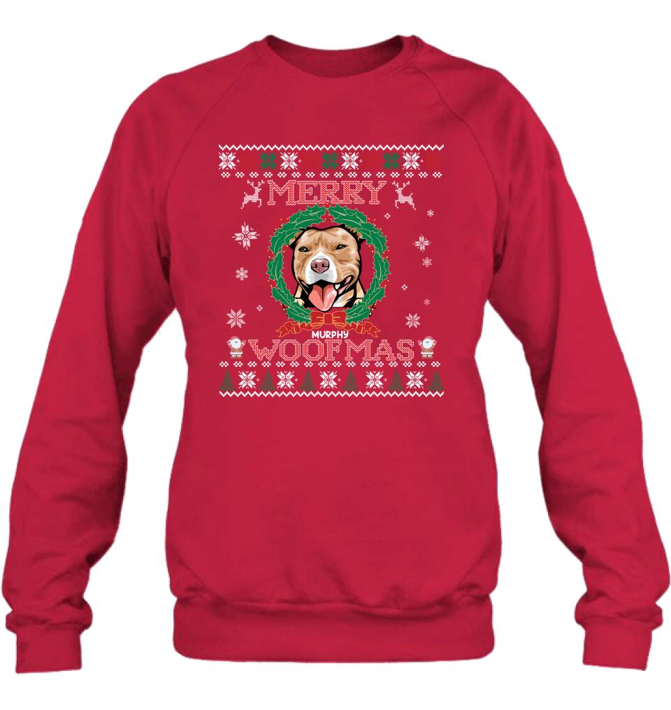 Personalized Dog Sweatshirt - Up to 5 Dogs - Best Gift For Dog Lover - Merry Woofmas