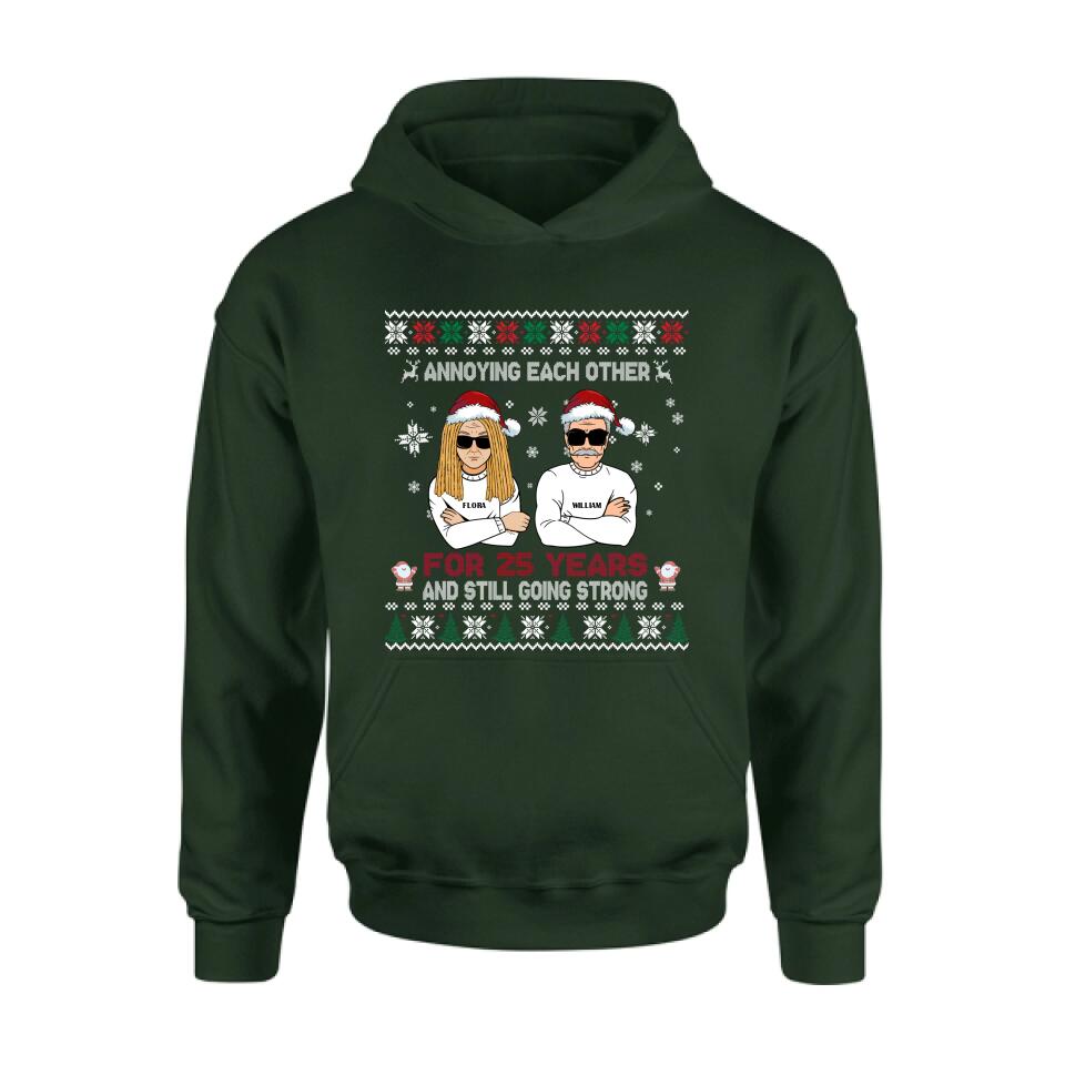 Personalized Annoying Married Couple Xmas Sweatshirt - Best Gift For Couple - Annoying Each Other For 25 Years and Still Going Strong