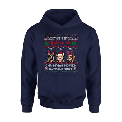 Personalized Xmas Dog Shirt - Up to 3 Dogs - Best Gift For Dog Lover - This Is My Hallmark Christmas Movies Watching Shirt