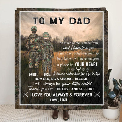 Personalized Hunting Father & Kid Blanket - Father's Day Gift From Son and Daughter To Father - To My Dad