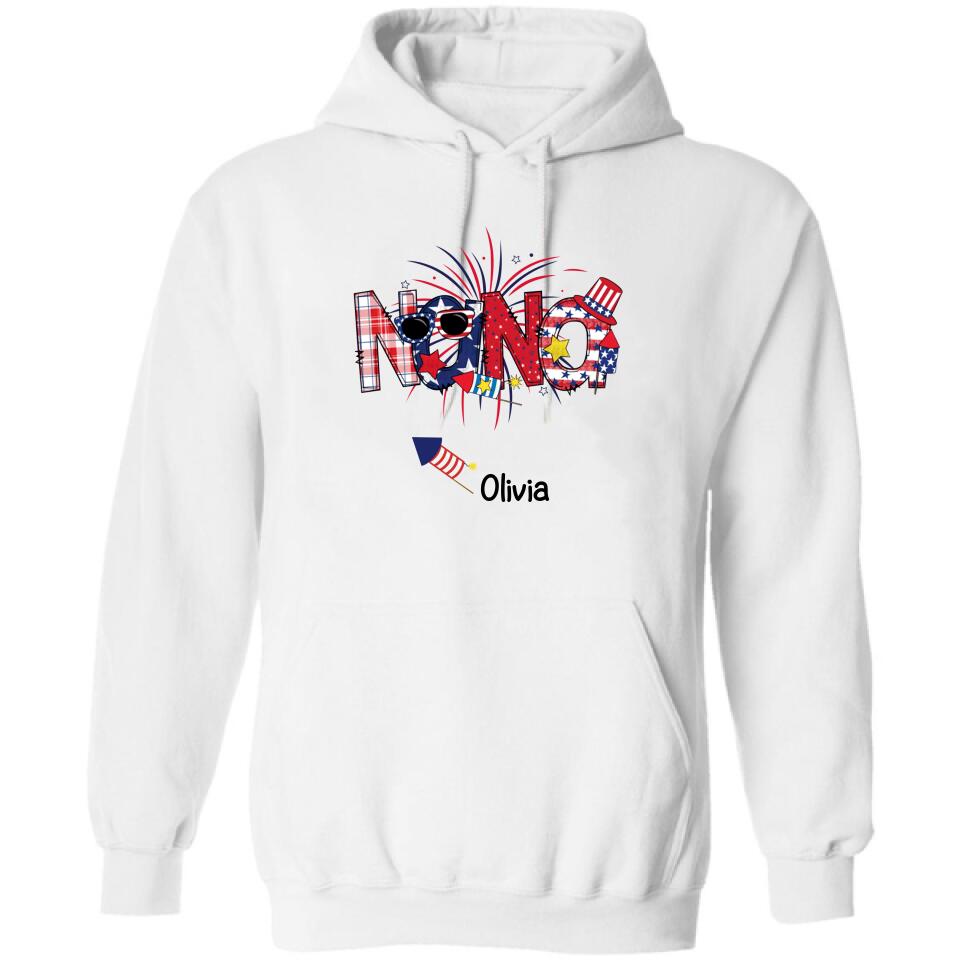 Personalized Grandma Shirt/Hoodie - 4th of July Mimi Shirt With Child Names - Up To 10 Children - Gift Idea For Grandma