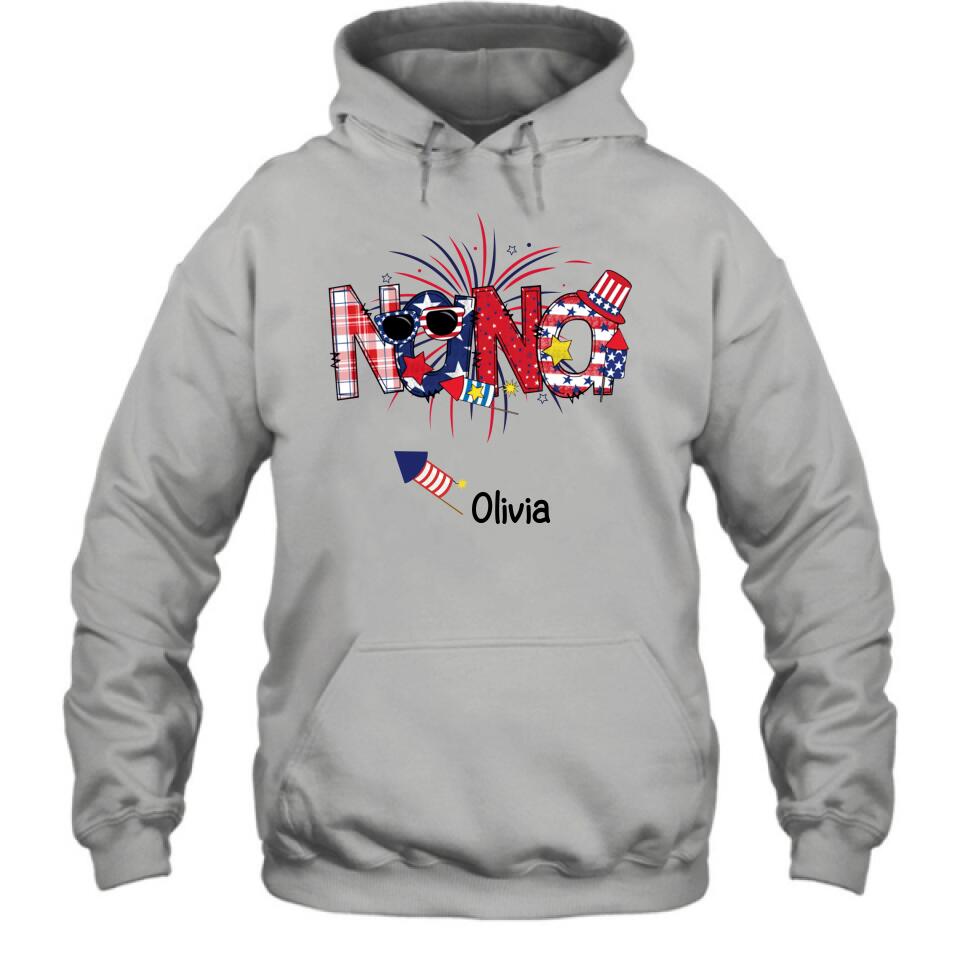 Personalized Grandma Shirt/Hoodie - 4th of July Mimi Shirt With Child Names - Up To 10 Children - Gift Idea For Grandma