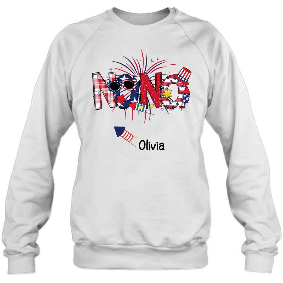 Personalized Grandma Shirt/Hoodie - 4th of July Mimi Shirt With Child Names - Up To 10 Children - Gift Idea For Grandma