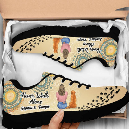 Personalized Dog Mom Sneakers - Up to 3 Dogs - Gift Idea For Dogs Lover - Never Walk Alone