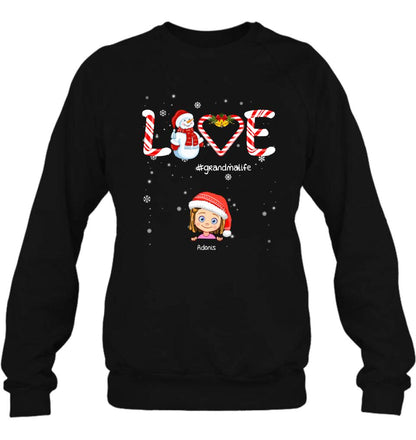 Personalized Christmas Grandmalife Sweatshirt/T-shirt/Hoodie - Up to 6 Kids - Gift Idea For Grandma, Mama