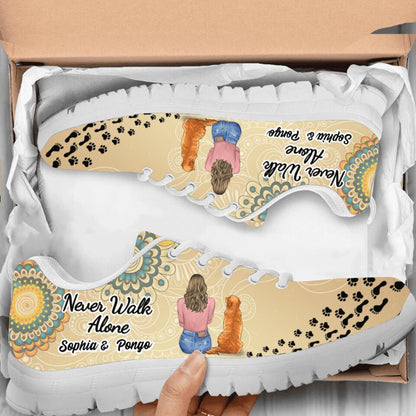 Personalized Dog Mom Sneakers - Up to 3 Dogs - Gift Idea For Dogs Lover - Never Walk Alone