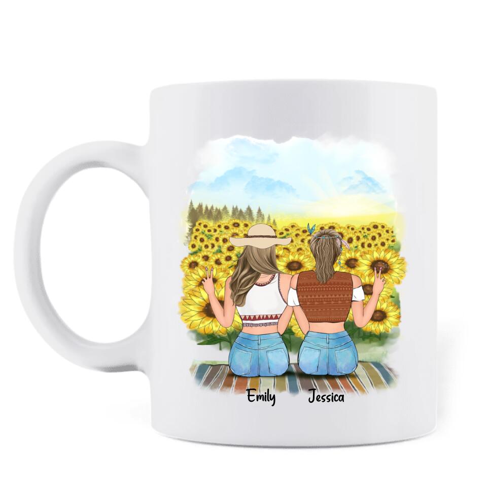 Personalized Coffee Mug - Boho Girls, Up to 3 Girls - Best Gift For Friend -  Always Together