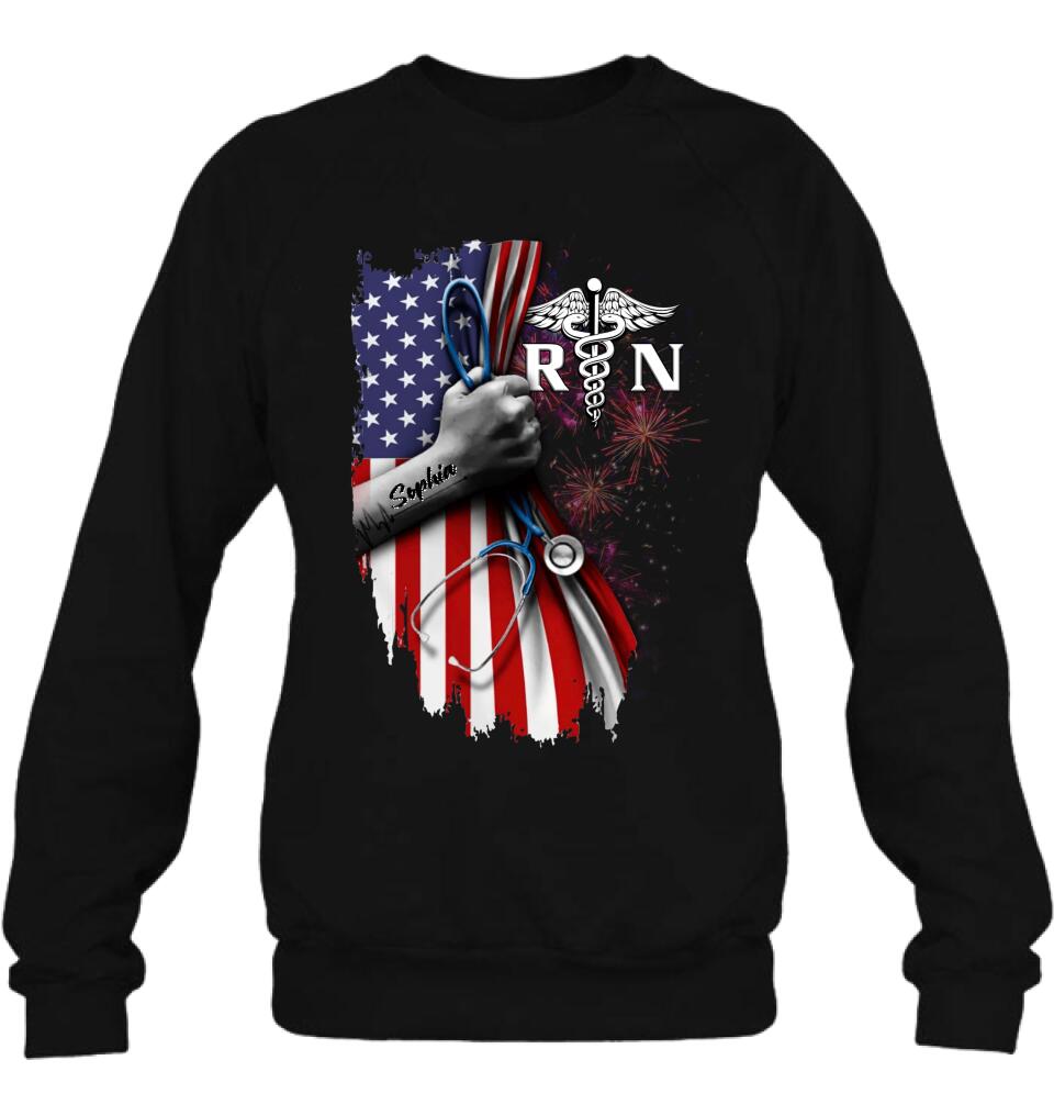Custom Personalized Nurse Independence Day Shirt - Gift Idea For Nurse