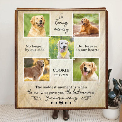 Personalized Photo In Loving Memory Pet Fleece Blanket/Quilt - Memorial Gift Idea For Dog/Cat Lover - No Longer By Our Side But Forever In Our Hearts
